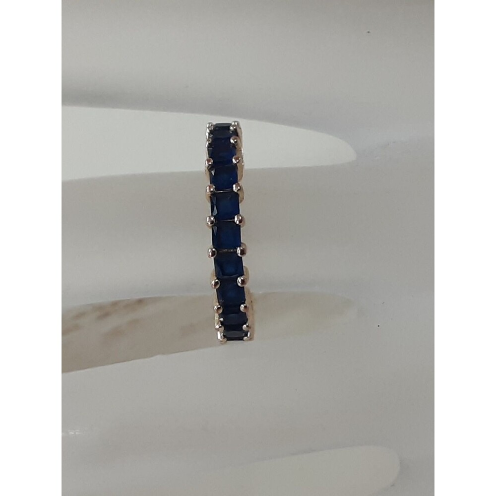 Princess Cut Lab-Created Blue Sapphire Eternity Band Yellow Gold Filled Sz 9